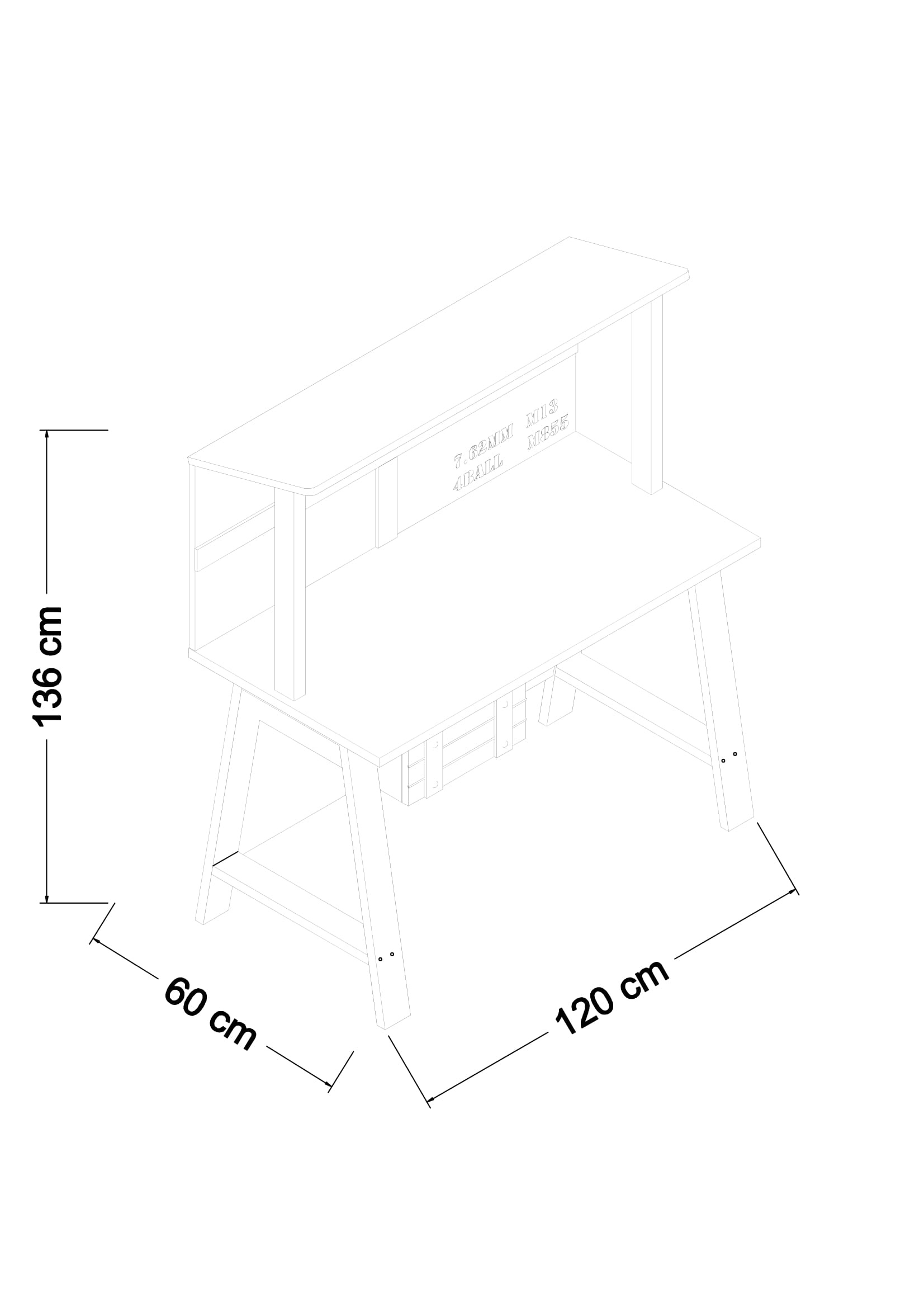 Piyano Mobilya Solider Study Desk